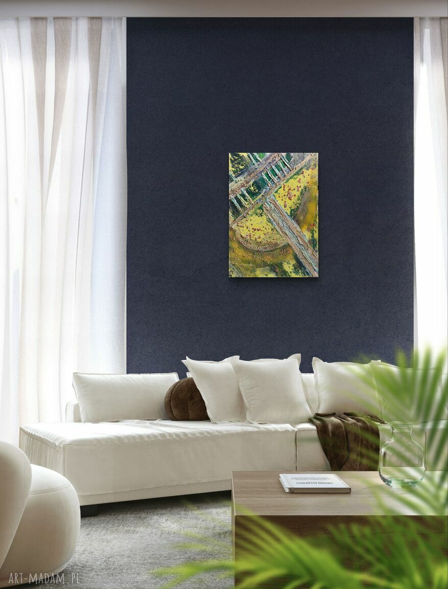 Limonka - abstrakcyjny, kolorowy obraz strukturalny 50x70 cm