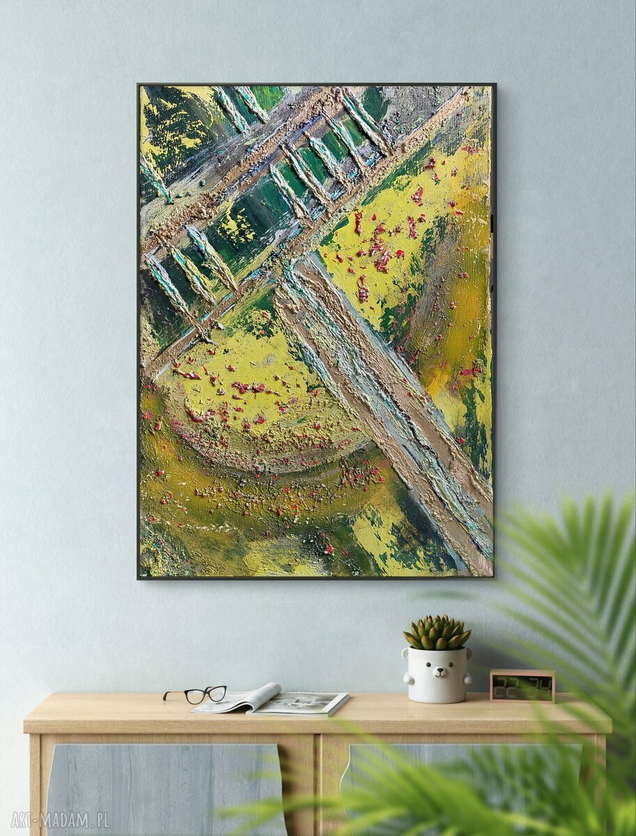 Limonka - abstrakcyjny, kolorowy obraz strukturalny 50x70 cm
