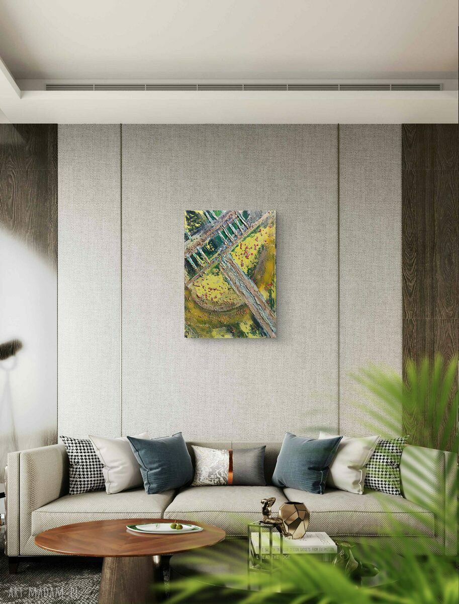 Limonka - abstrakcyjny, kolorowy obraz strukturalny 50x70 cm