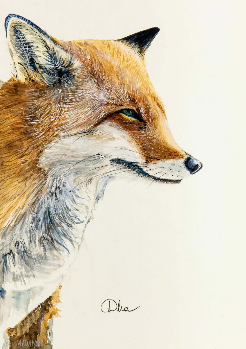 Plakat lis rudy akwarela - las i przyroda na ścianę 21x29 cm