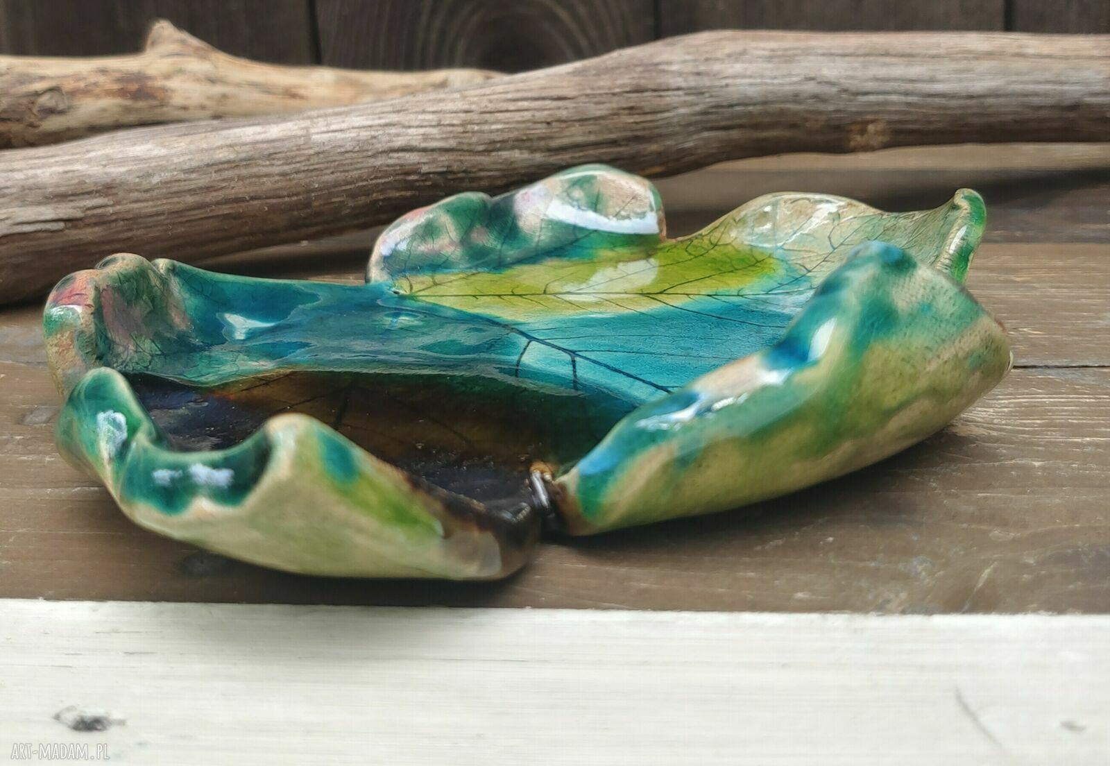 Ceramiczny liść klonu (c889) - podstawka na biżuterię i tealight