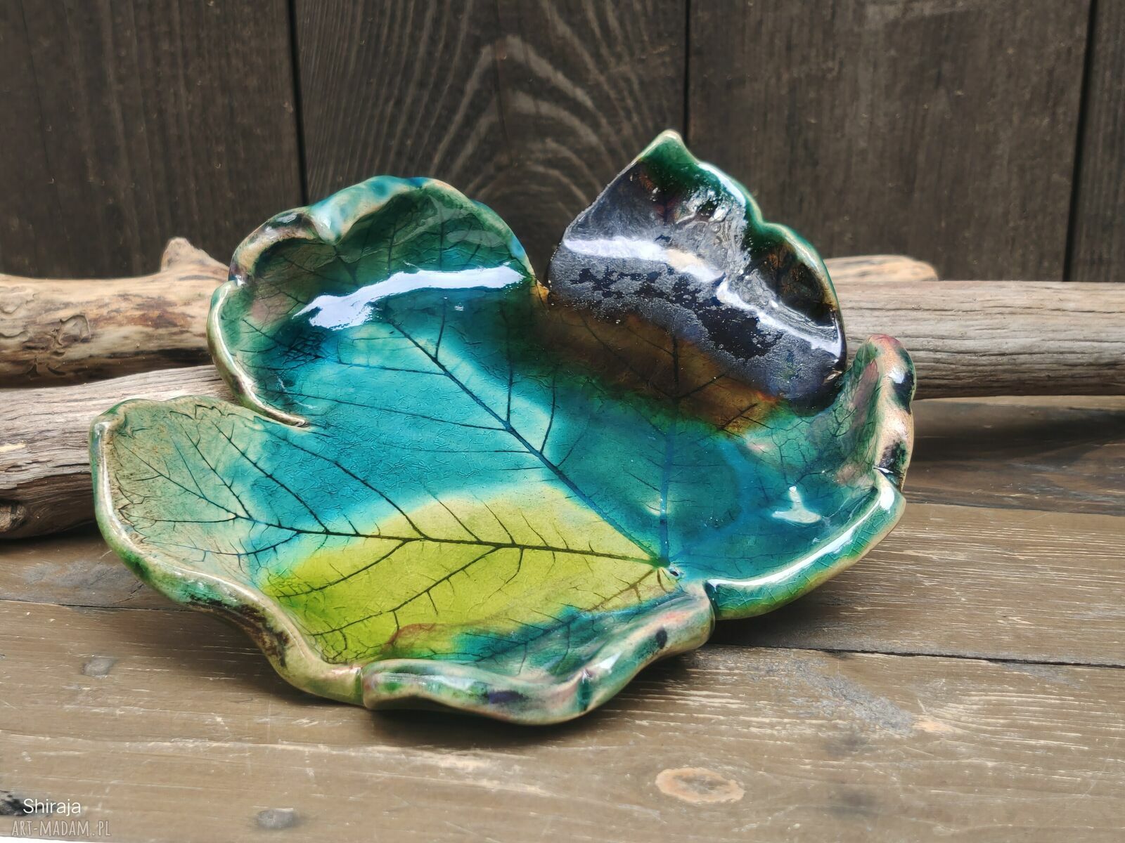 Ceramiczny liść klonu (c889) - podstawka na biżuterię i tealight