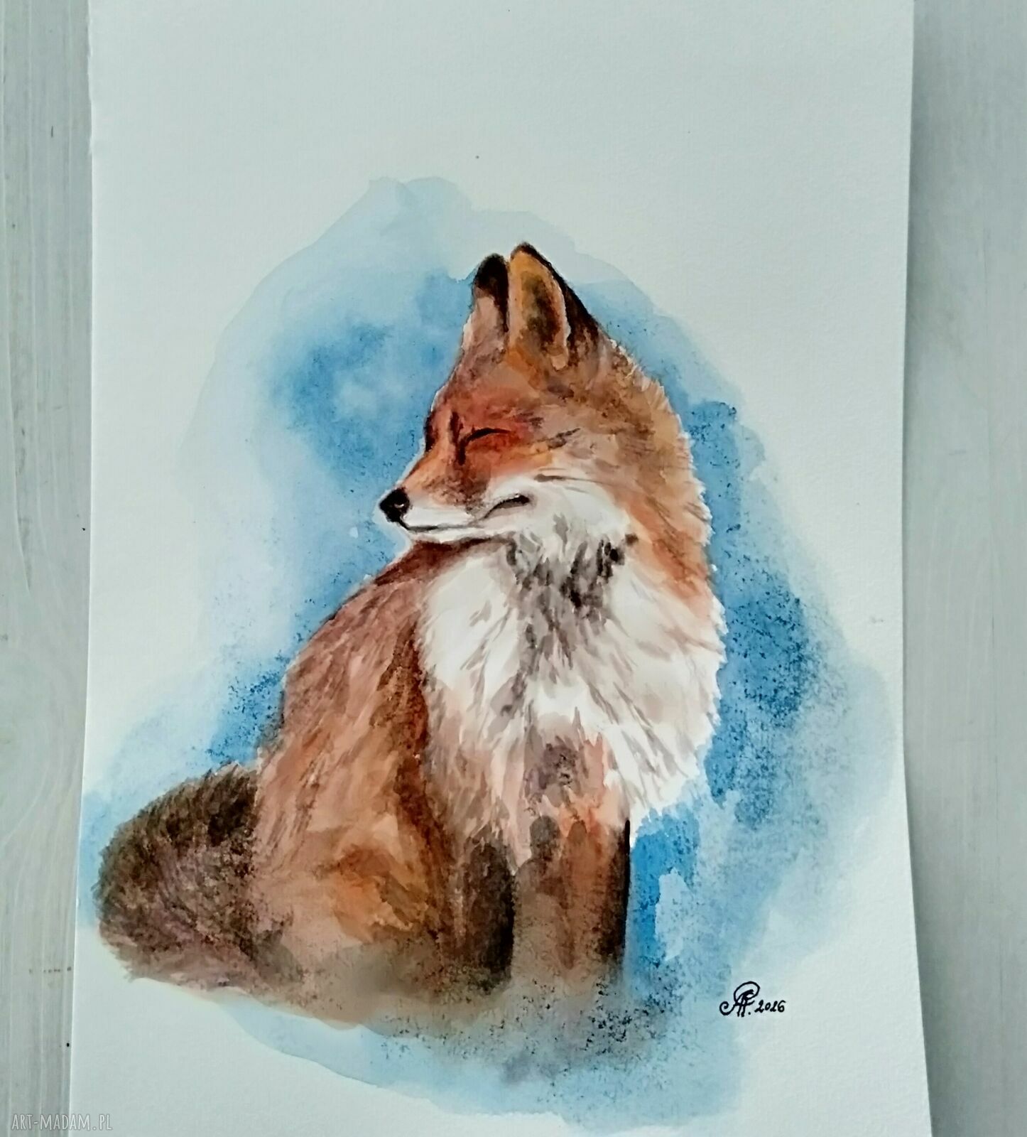 Lisek - akwarela na papierze A4