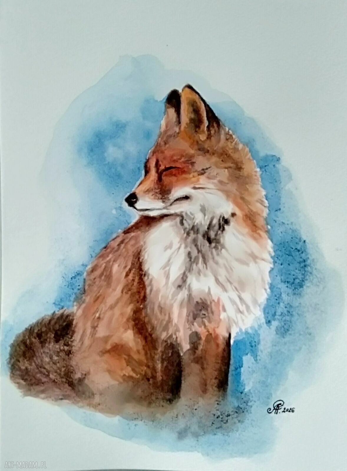 Lisek - akwarela na papierze A4