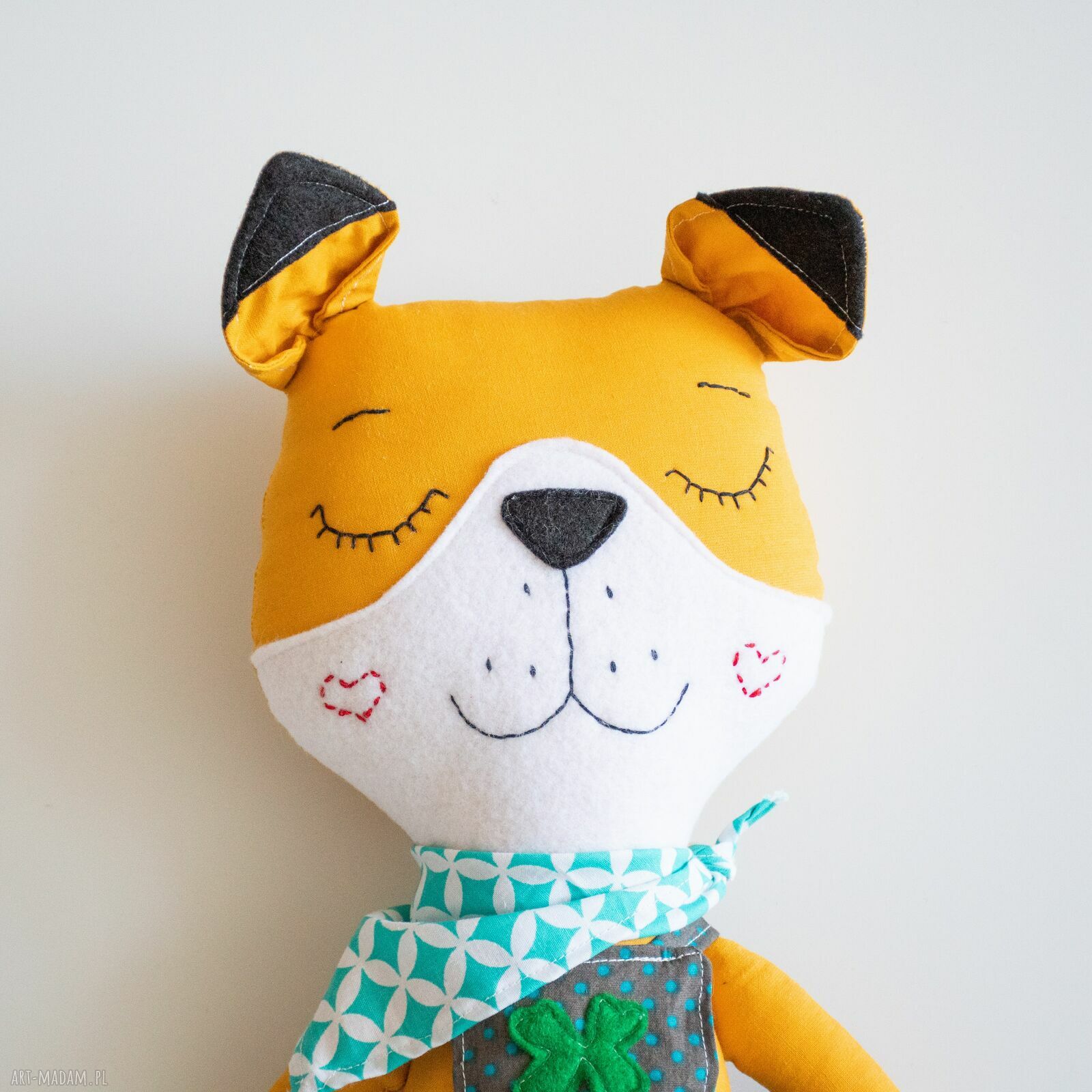 Lisek Adaś 41 cm - maskotka handmade z zestawem ubranek