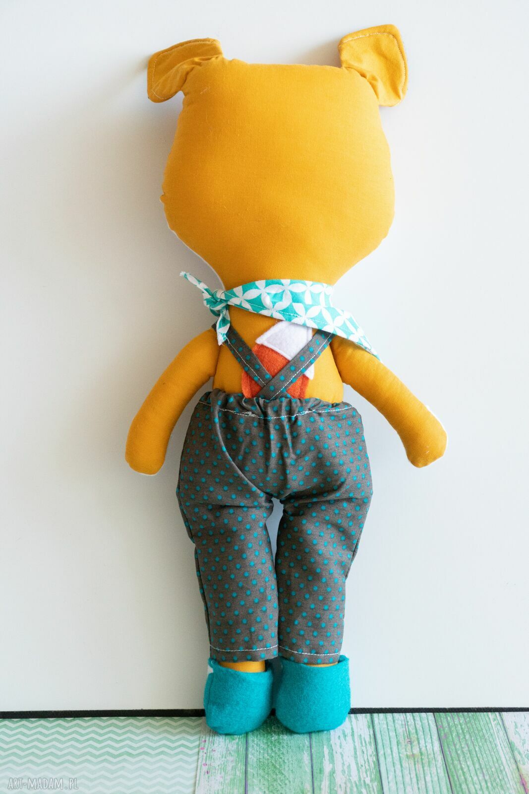 Lisek Adaś 41 cm - maskotka handmade z zestawem ubranek
