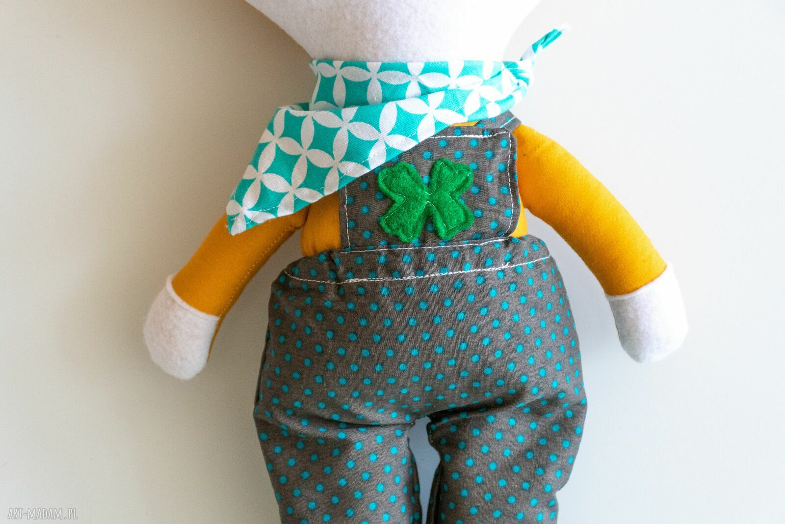 Lisek Adaś 41 cm - maskotka handmade z zestawem ubranek
