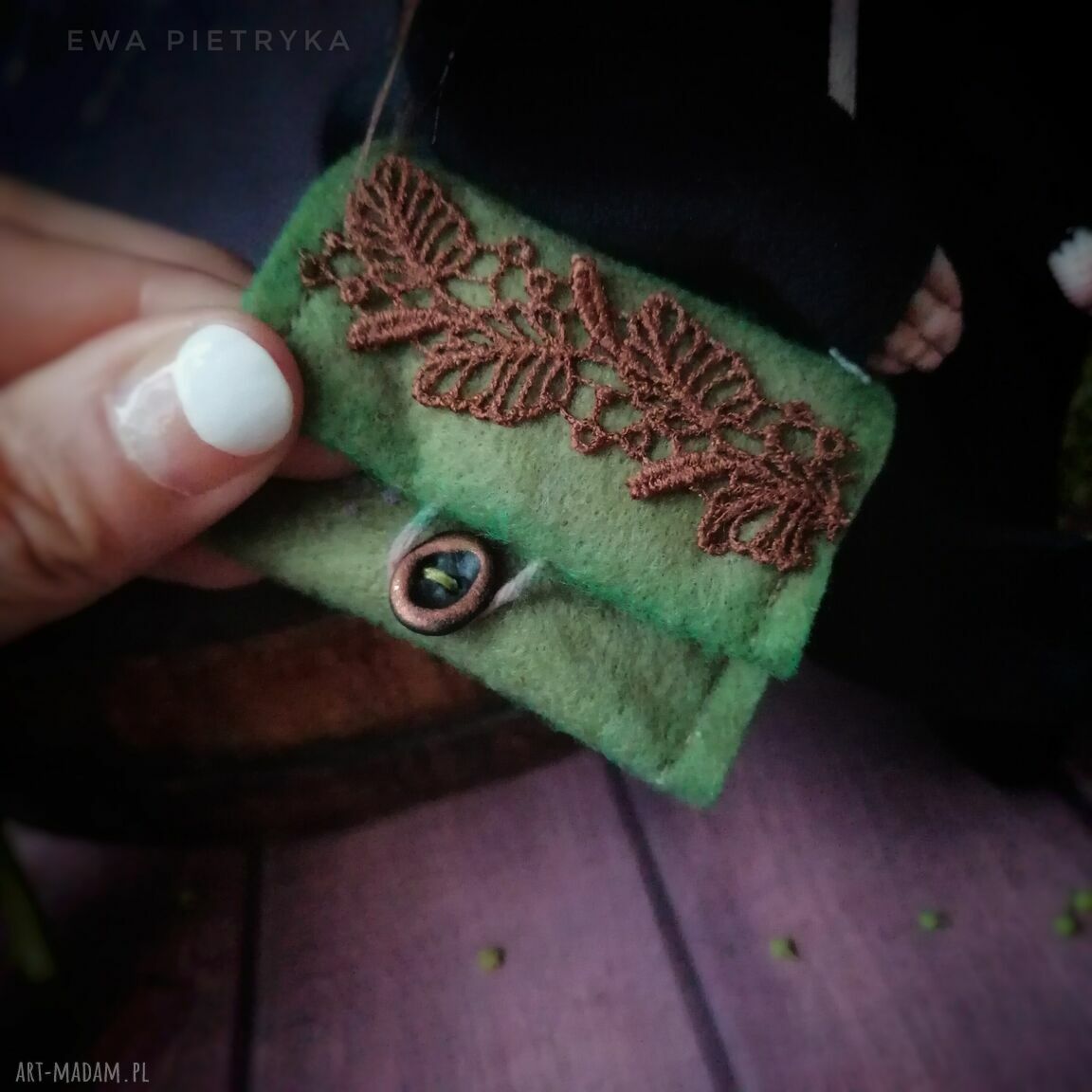 Lisi Chochlik czarny - artystyczna lalka kolekcjonerska handmade