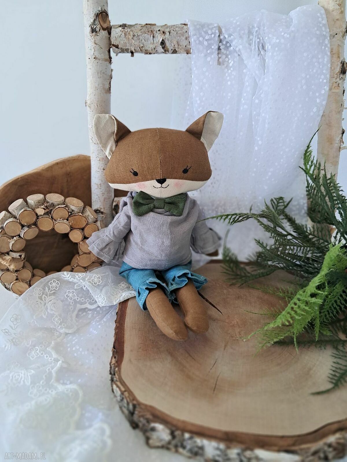 Lniana lisiczka - naturalna maskotka przytulanka 40-42 cm