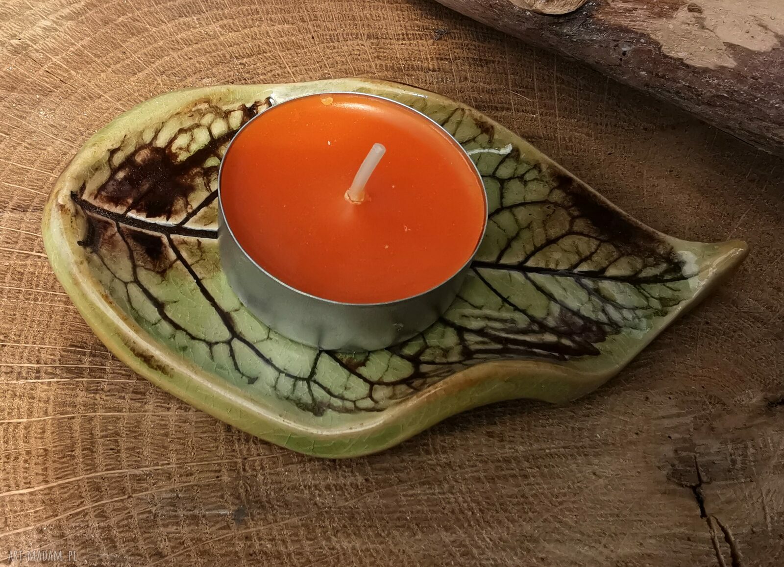Ceramiczny listek Shiraja - ręcznie robiona podstawka i talerzyk