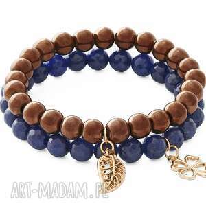 chocolate hematite & navy blue jade set