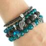 oryginalne bransoletki jadeit sea green & black set with bead &