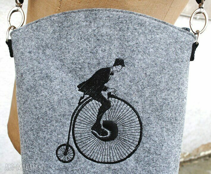 Listonoszka handmade 'I want to ride my bicycle!' - filc impregnowany