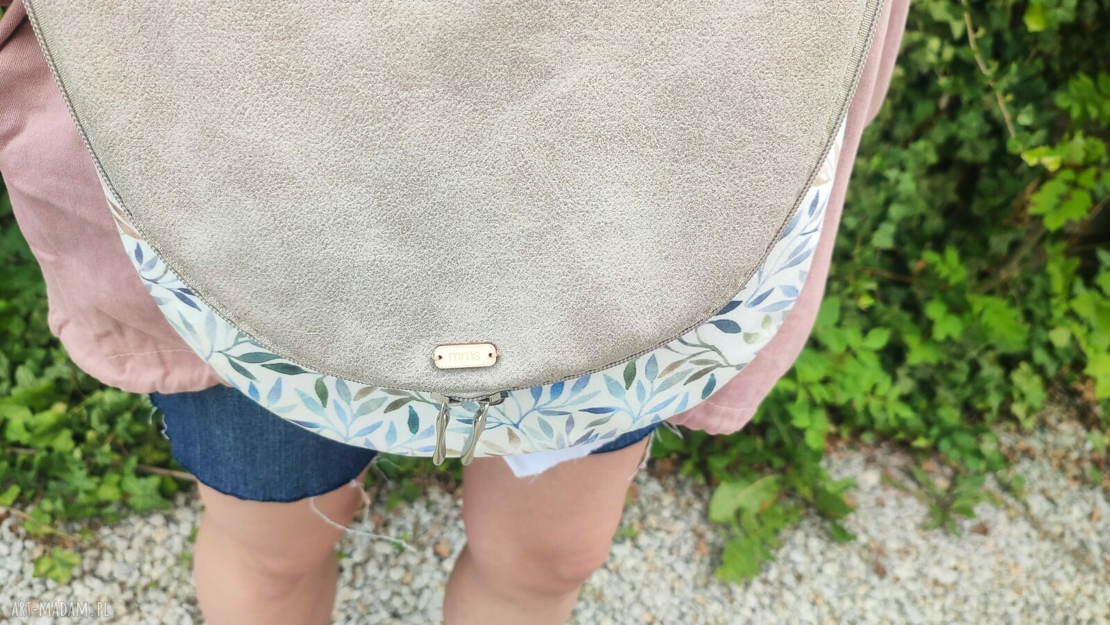 Listonoszka nubuk beż łąka XS Handmade