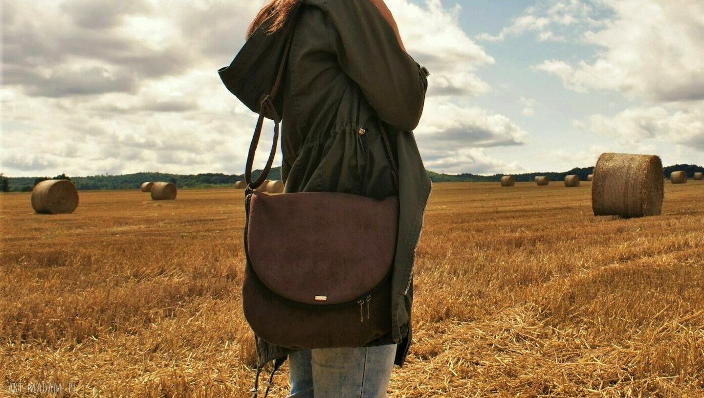 Listonoszka nubuk brąz Handmade