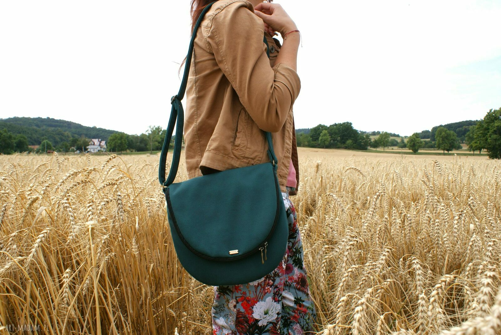 Listonoszka nubuk lazur XS handmade