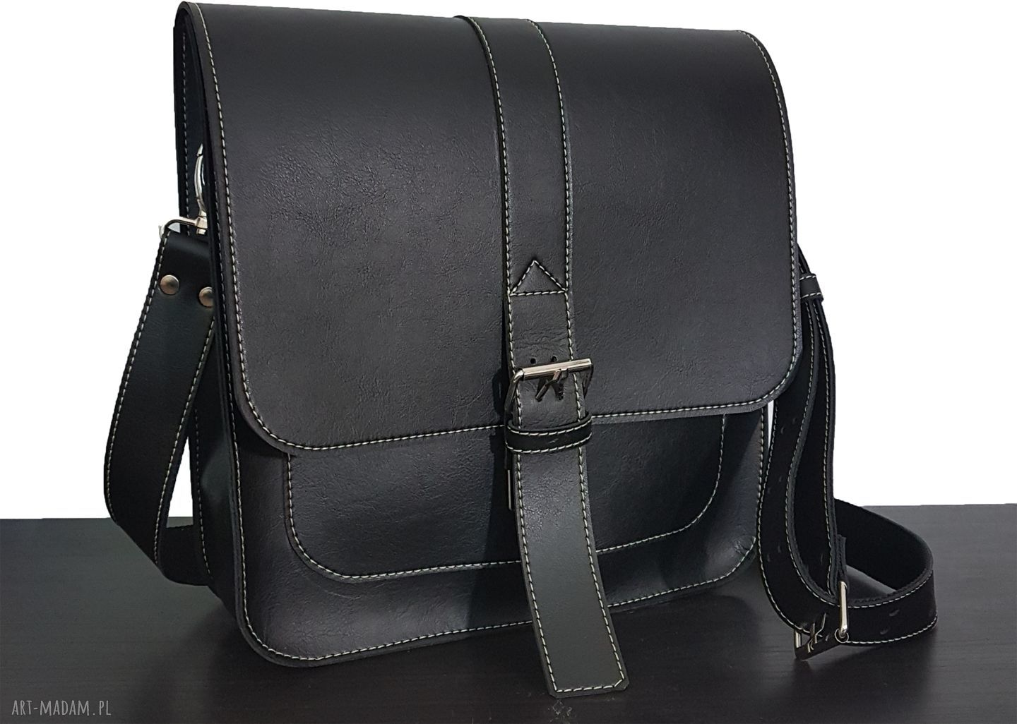 Etoi design • listonoszka torba na ramię czarny skaj ręcznie
