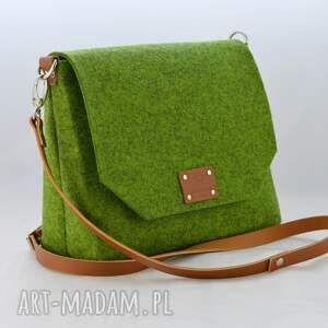 listonoszka ze skórzanym paskiem - zielona green sheep