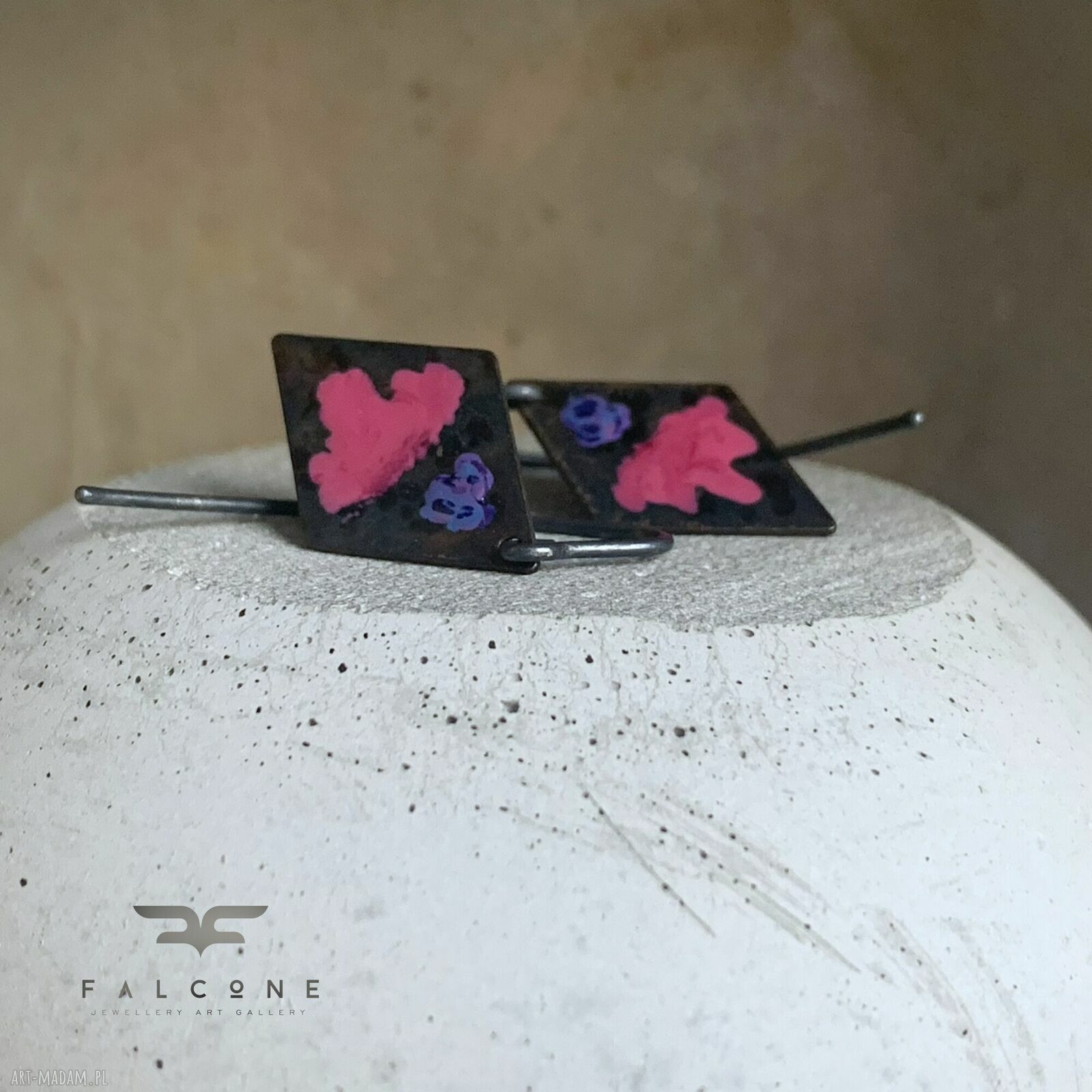 Kolczyki Little Flowers - Cold Rose & Blue