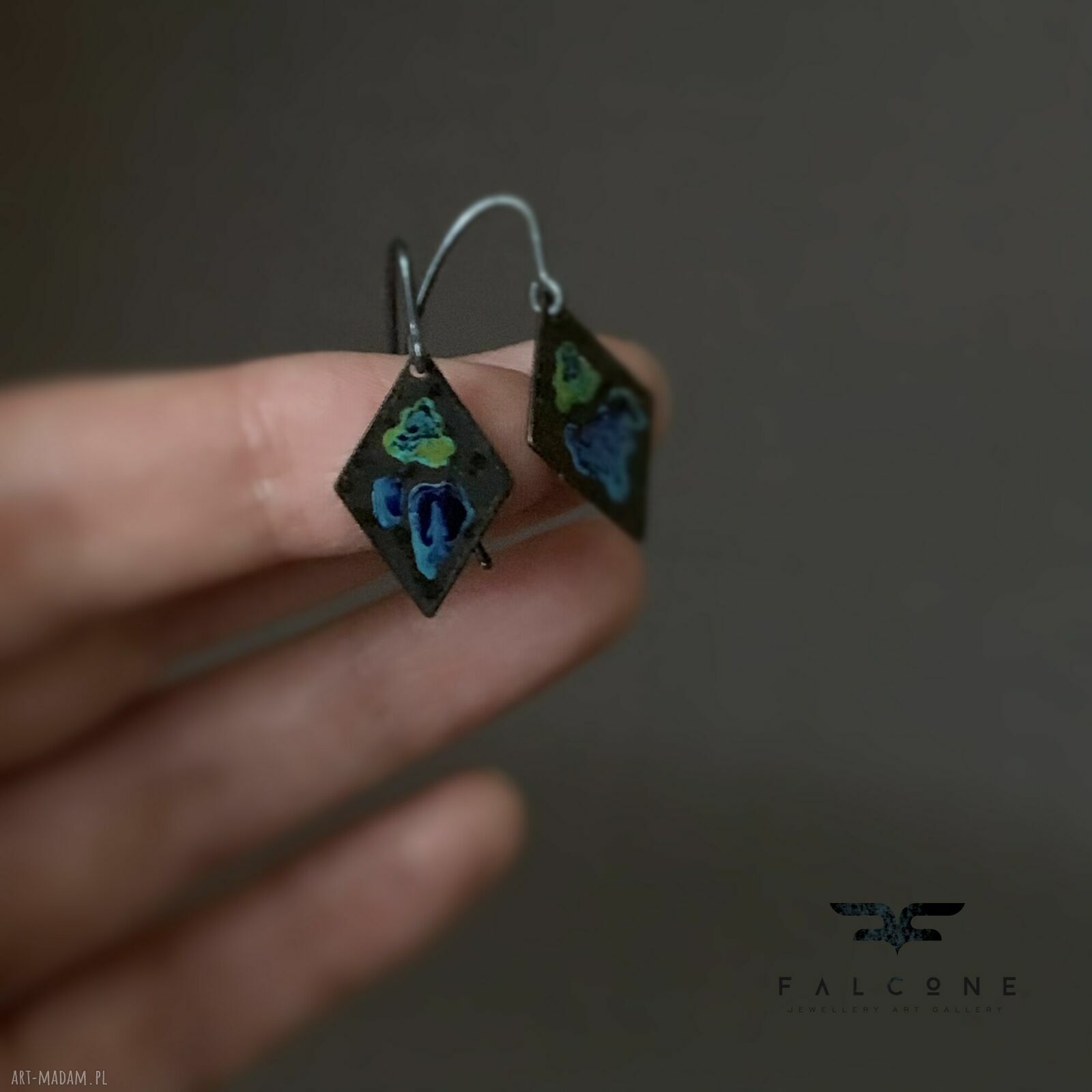 Kolczyki Little Flowers - Orchid Dark Blue & Lemon Green