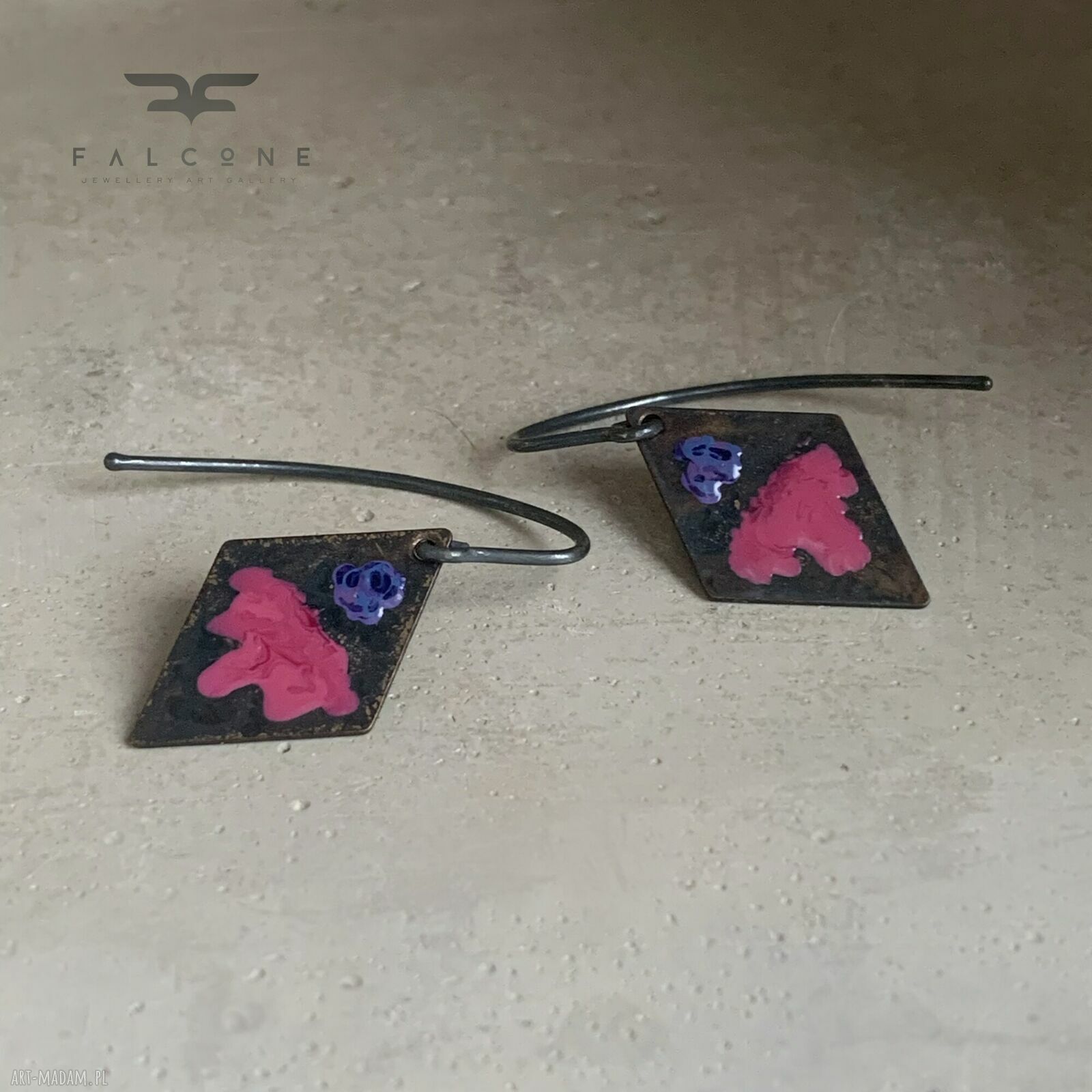 Kolczyki Little Flowers - Cold Rose & Blue