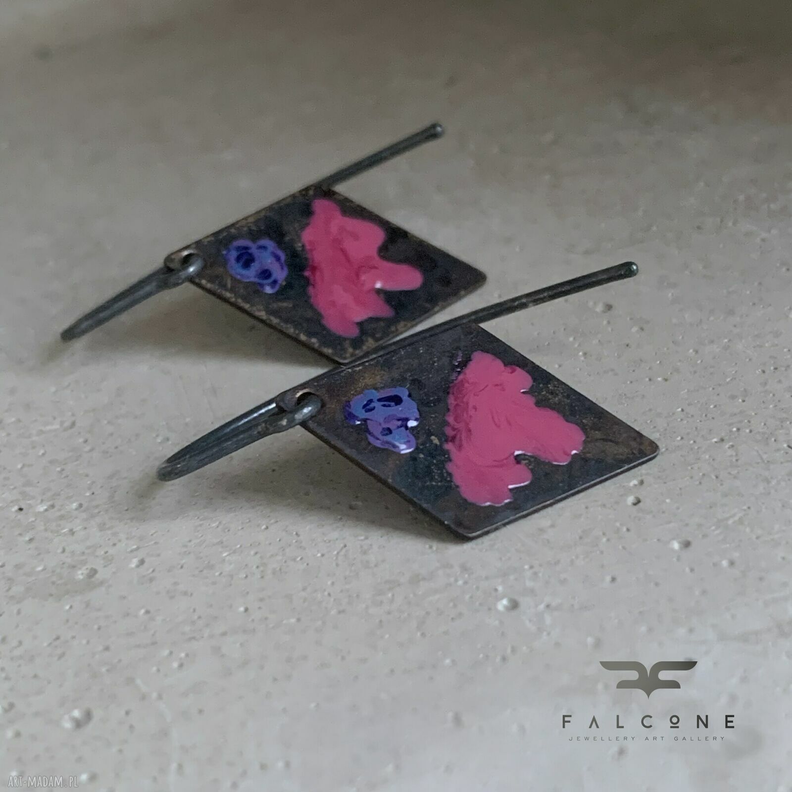 Kolczyki Little Flowers - Cold Rose & Blue
