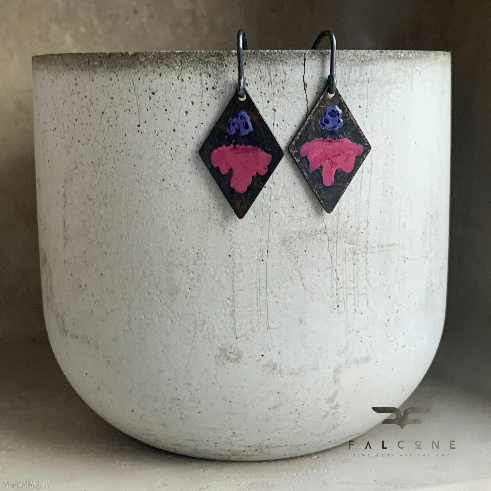 Kolczyki Little Flowers - Cold Rose & Blue