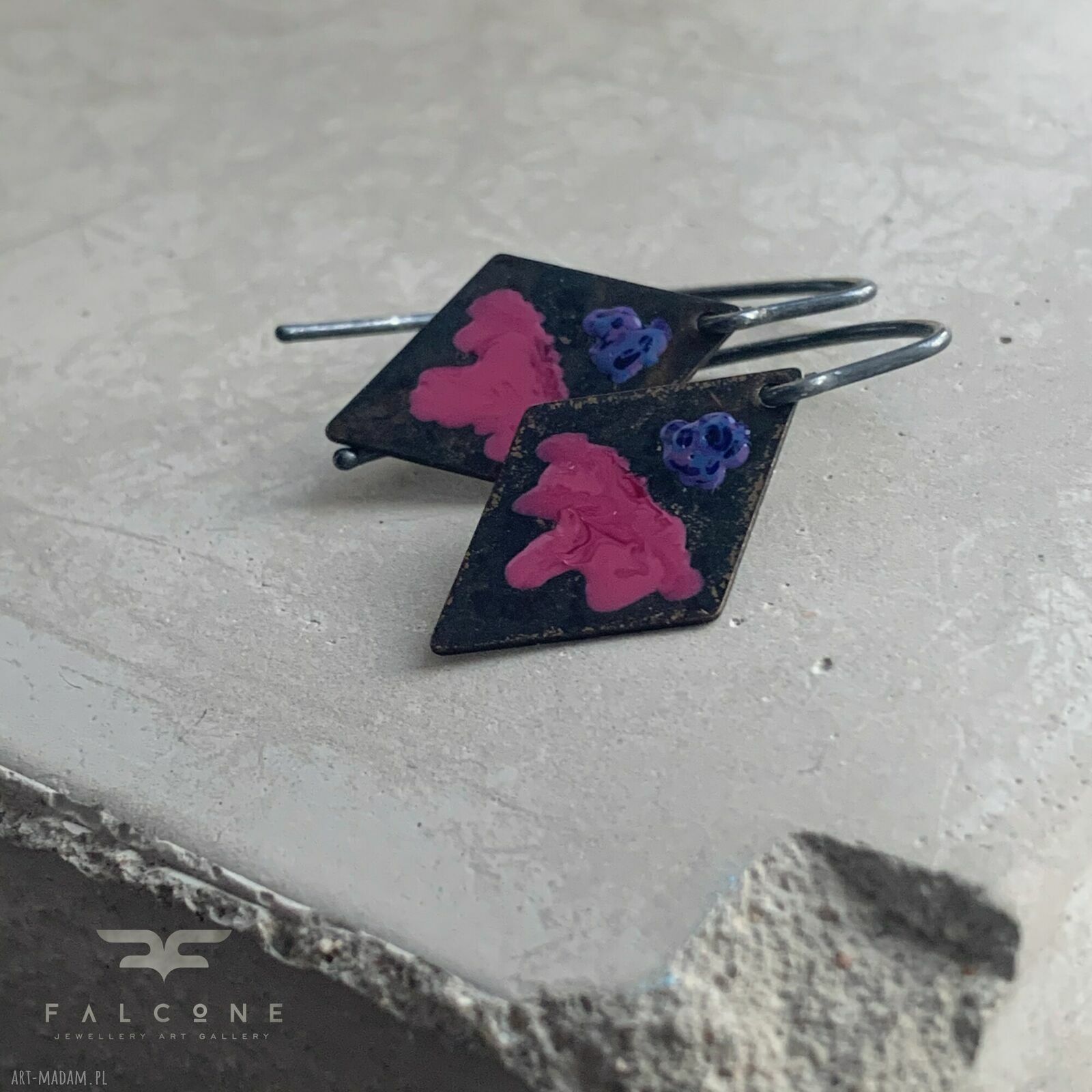 Kolczyki Little Flowers - Cold Rose & Blue