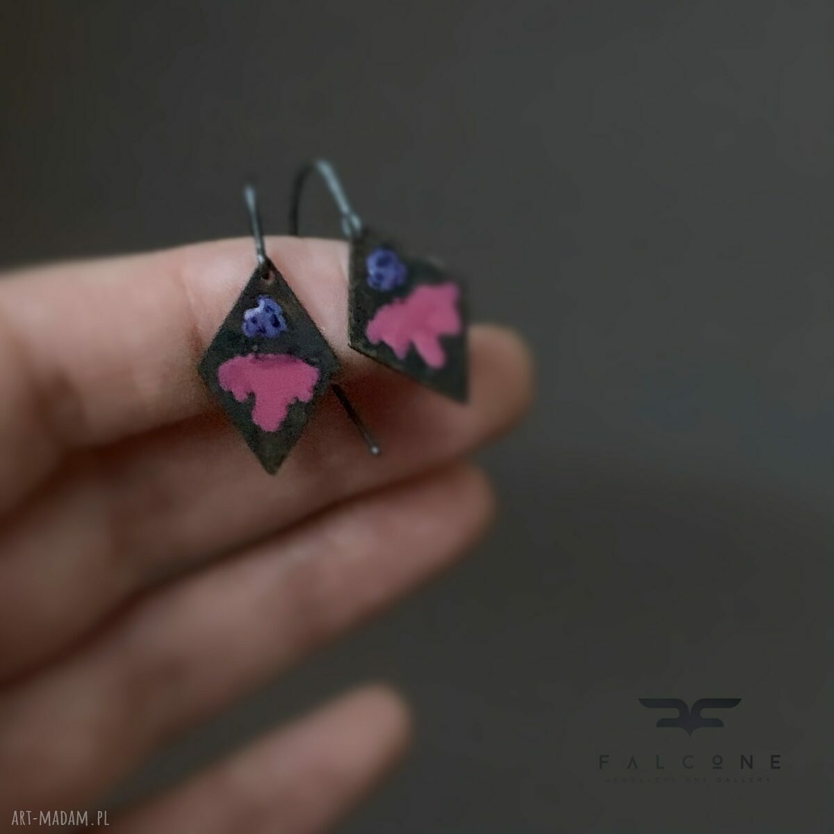 Kolczyki Little Flowers - Cold Rose & Blue
