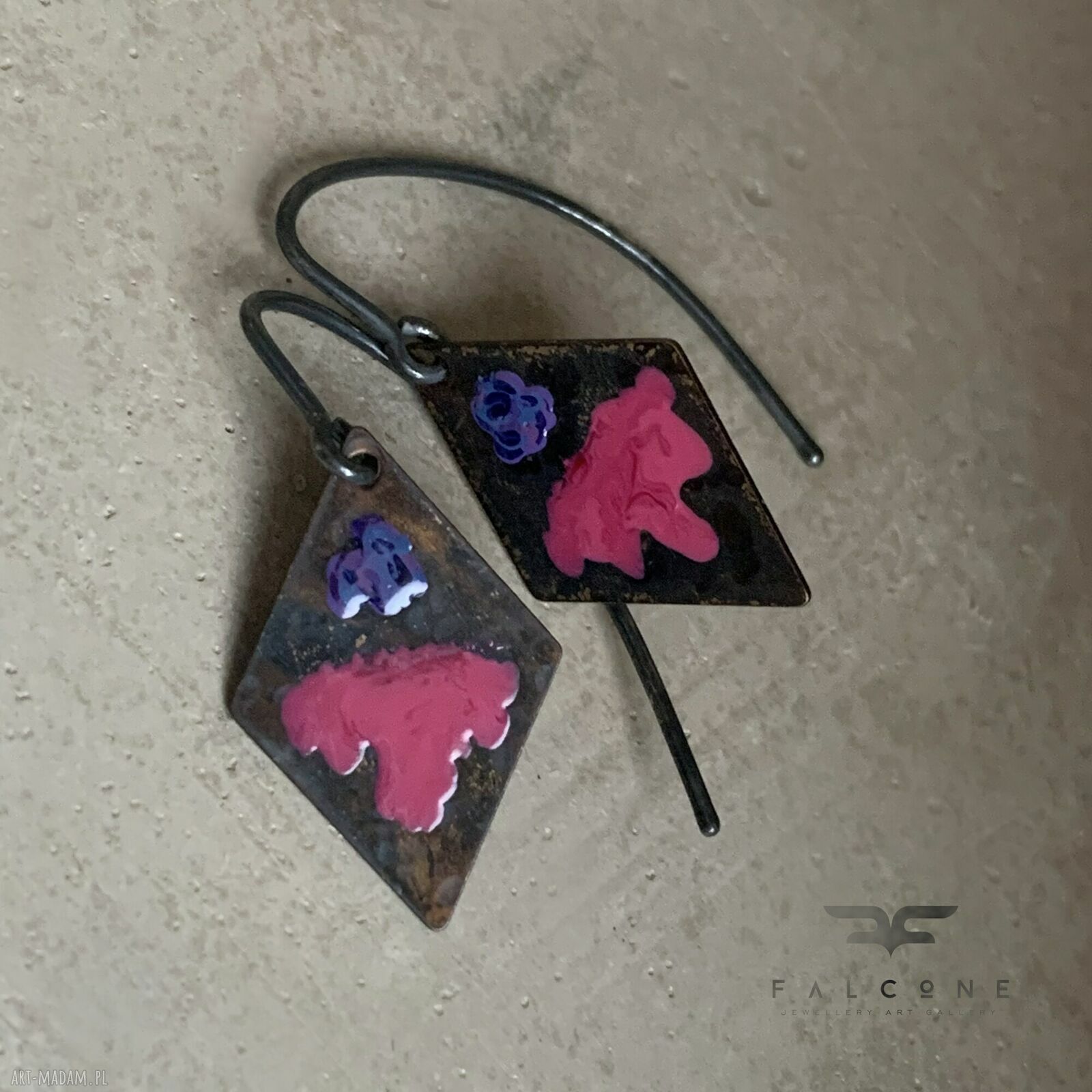 Kolczyki Little Flowers - Cold Rose & Blue