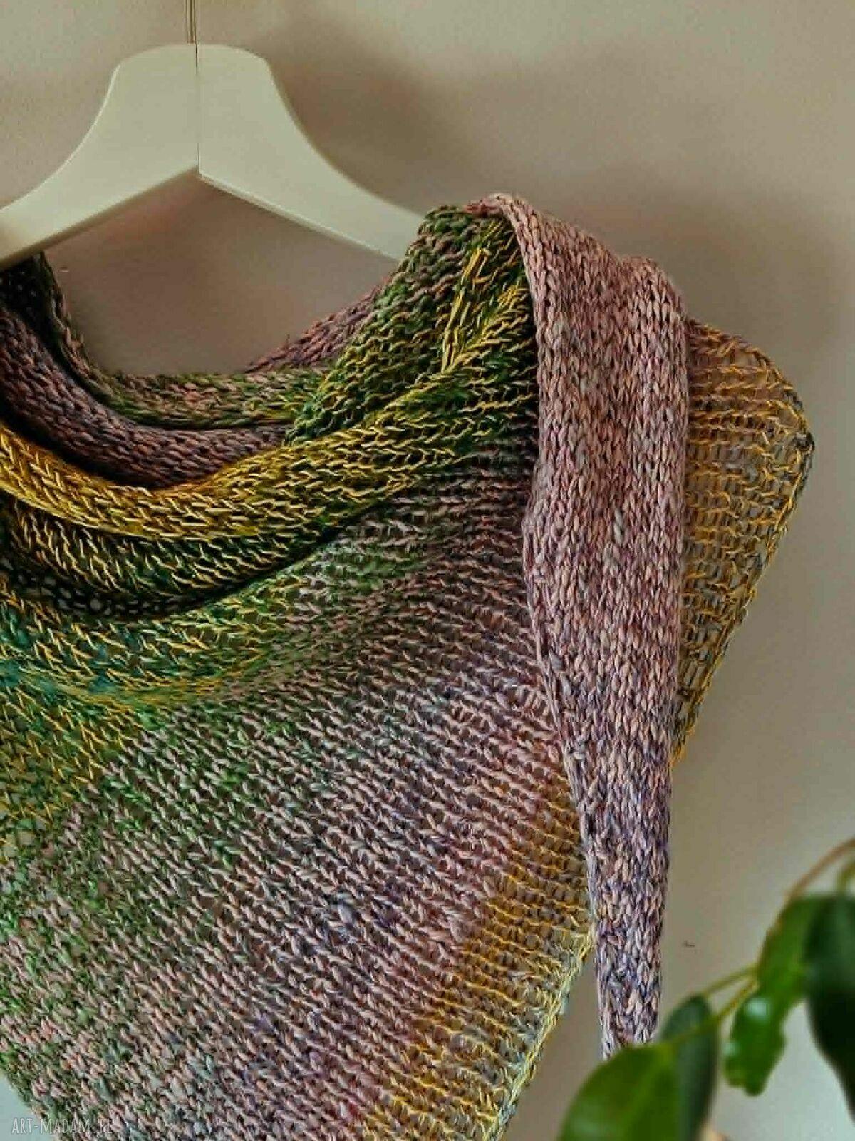 Lniana chusta boho z chwostami - 175 cm