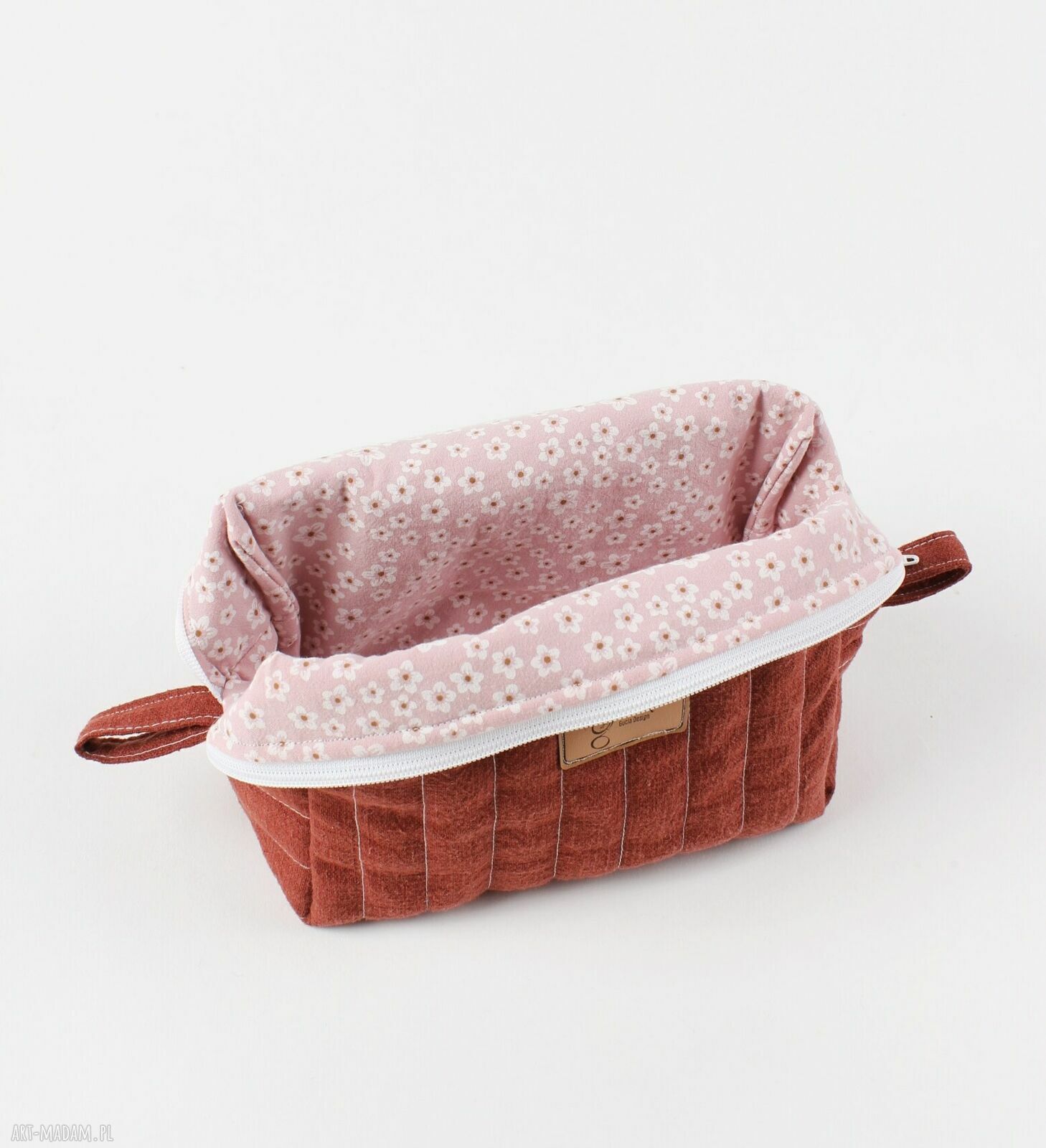 Lniana kosmetyczka box z gumką scrunchie - zestaw prezentowy