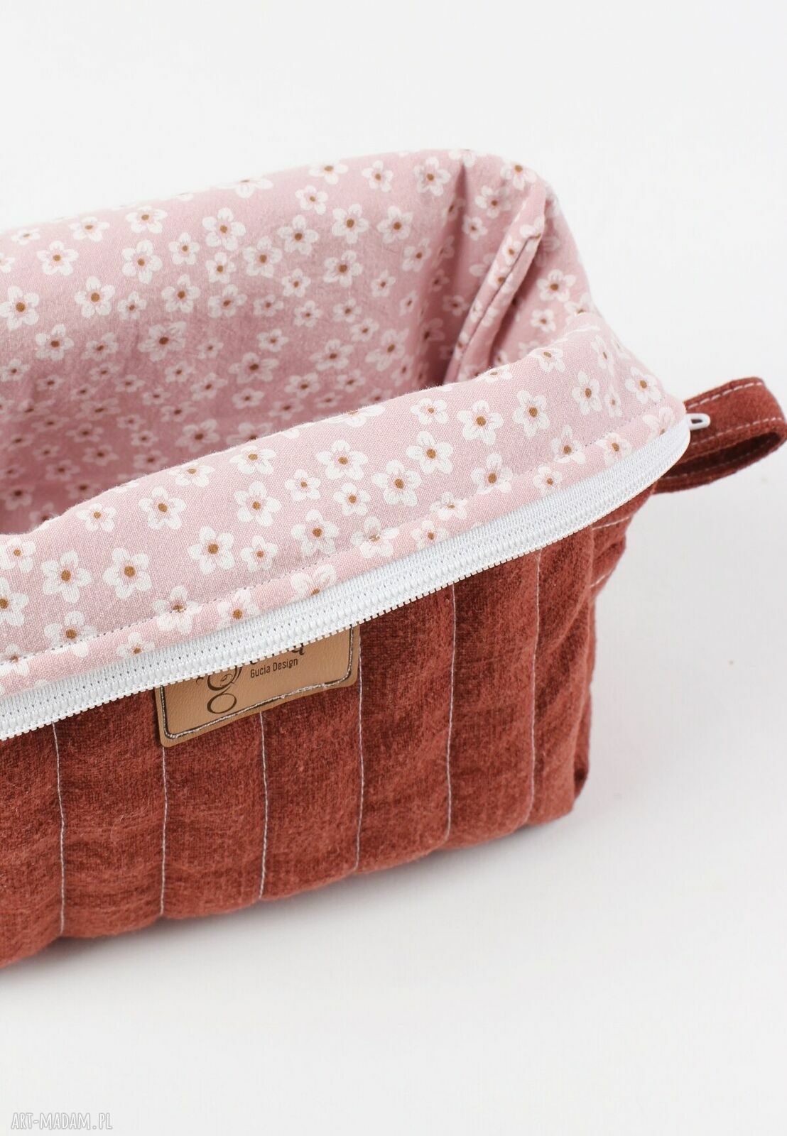 Lniana kosmetyczka box z gumką scrunchie - zestaw prezentowy
