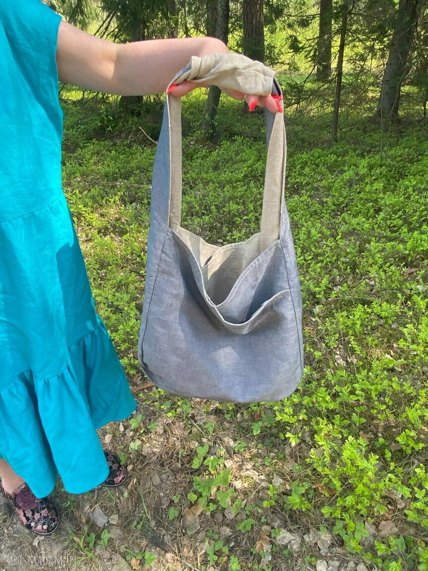 Torba lniana dwustronna 100% naturalny len 49x38 cm