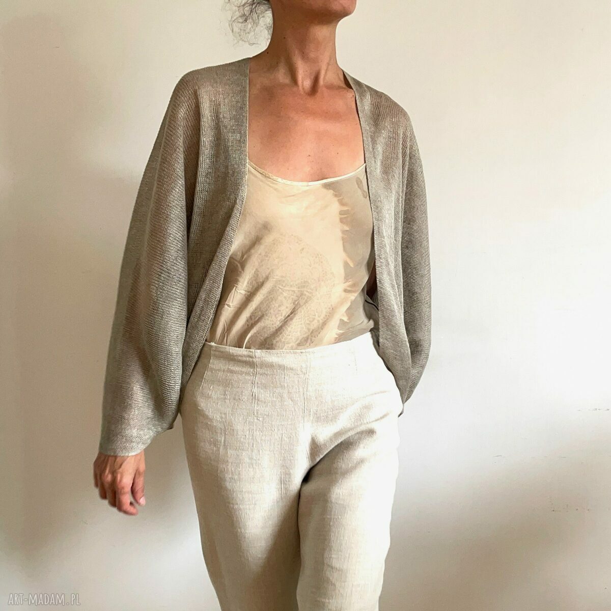 Lniany sweter-bolerko z 100% lnu - narzutka na każdą porę dnia