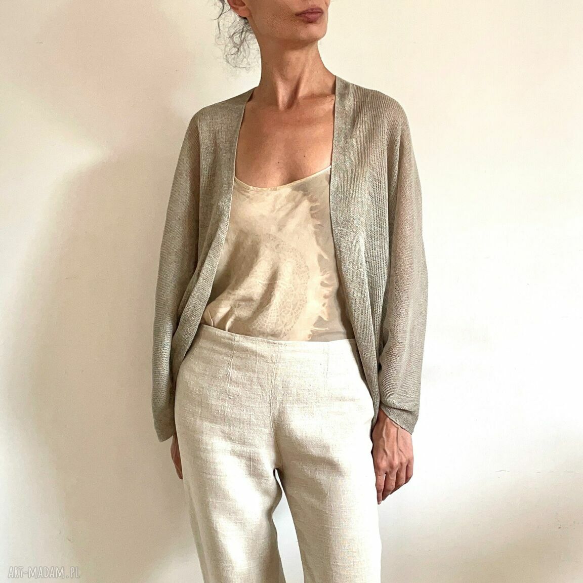Lniany sweter-bolerko z 100% lnu - narzutka na każdą porę dnia