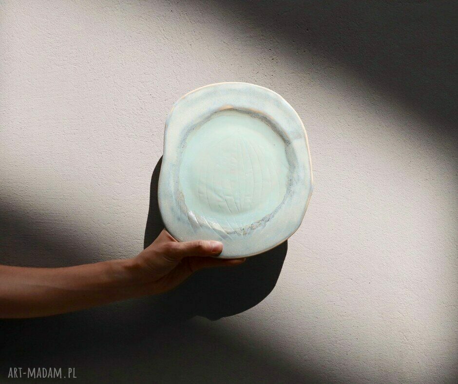 Niebieska ceramiczna patera Lodowiec - ręcznie robione Midrib do serwowania i dekoracji