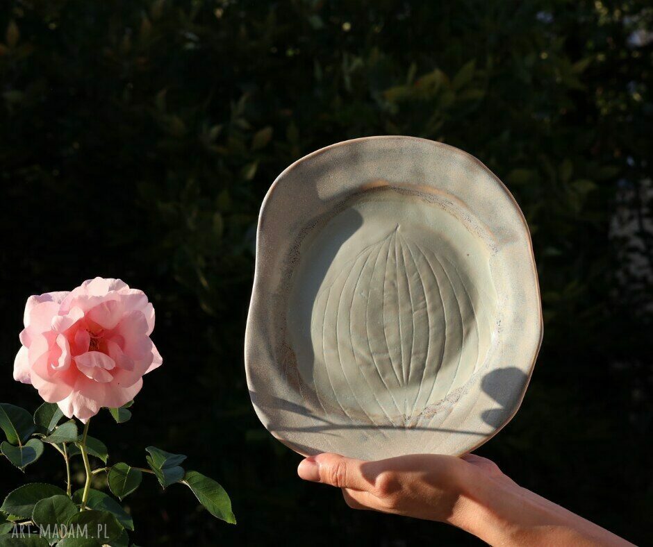 Niebieska ceramiczna patera Lodowiec - ręcznie robione Midrib do serwowania i dekoracji