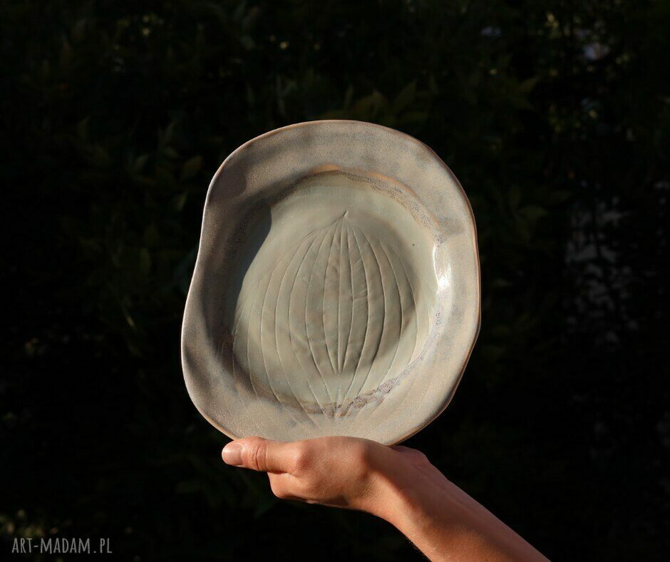 Niebieska ceramiczna patera Lodowiec - ręcznie robione Midrib do serwowania i dekoracji
