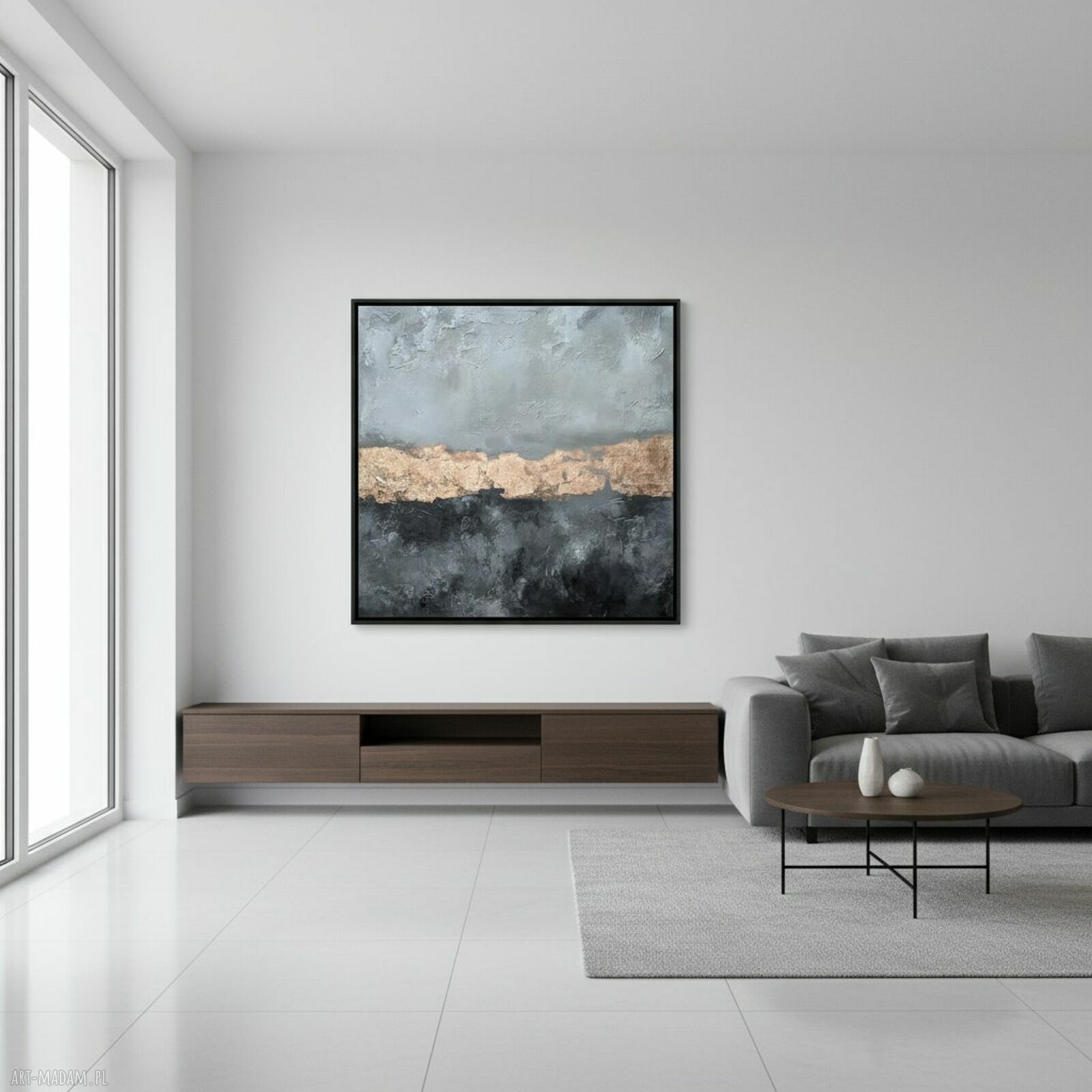 Abstrakcja Loft no 4 - ręcznie malowany obraz 120x120 cm
