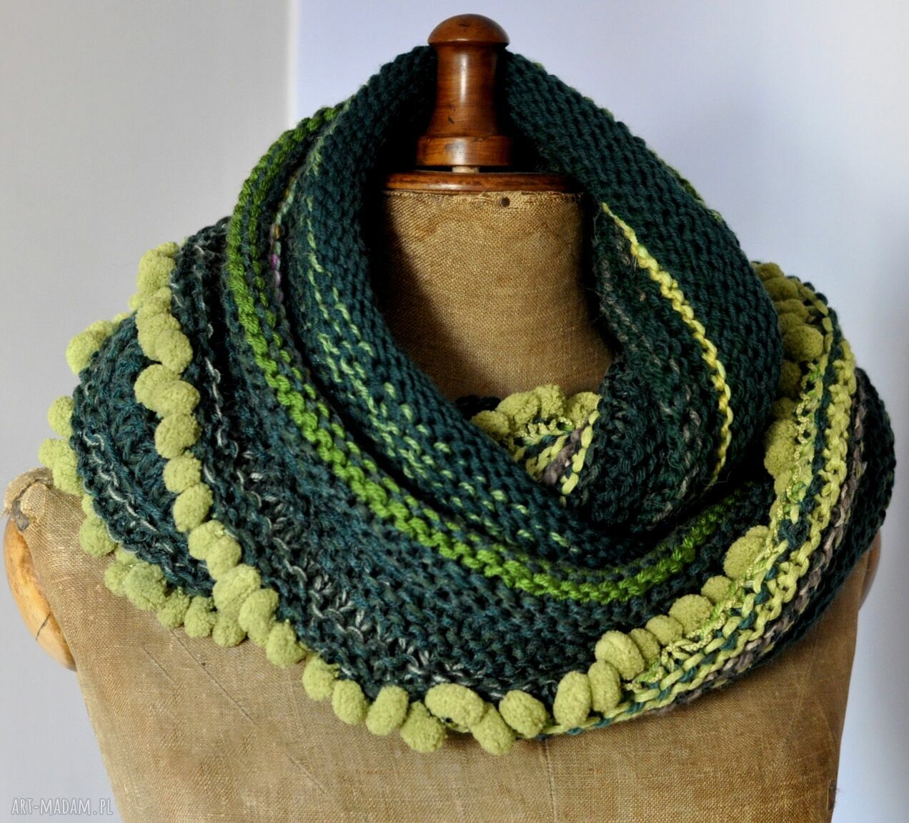 Komin tuba lomin szal walentynki dodatki wełniane wykonany