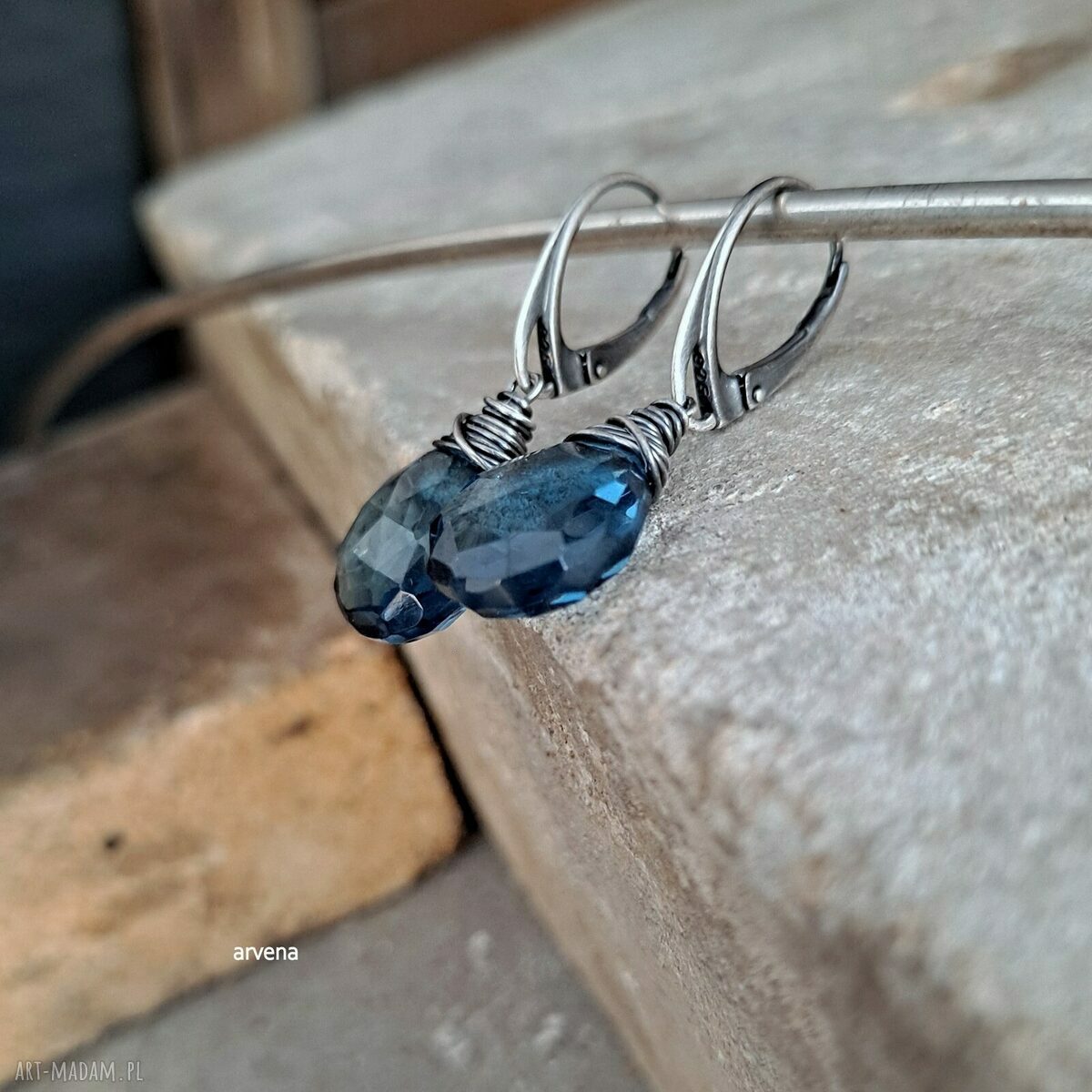Kolczyki z kwarcem 'London blue' - model 07