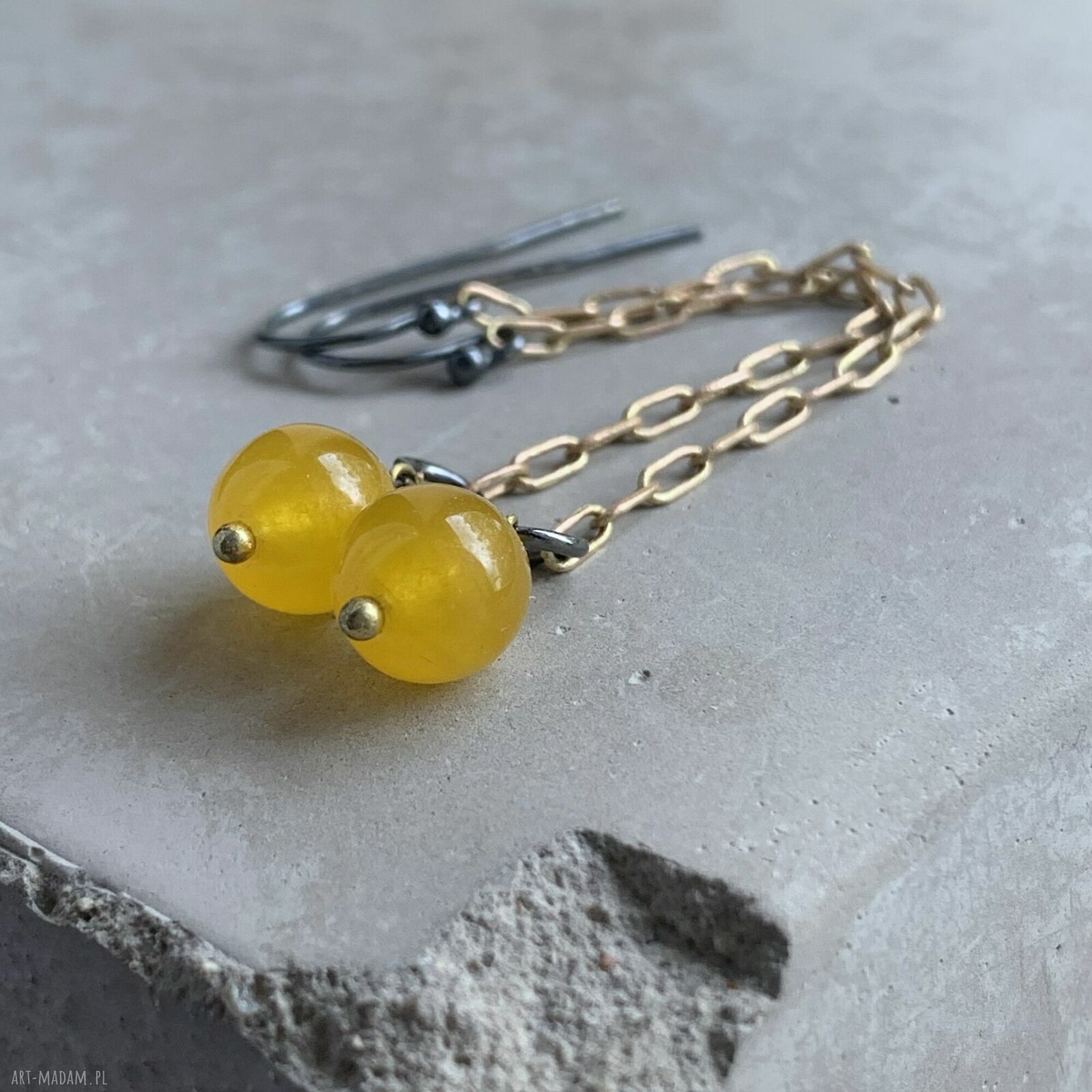 Długie kolczyki z żółtym agatem - Long Yellow Agate
