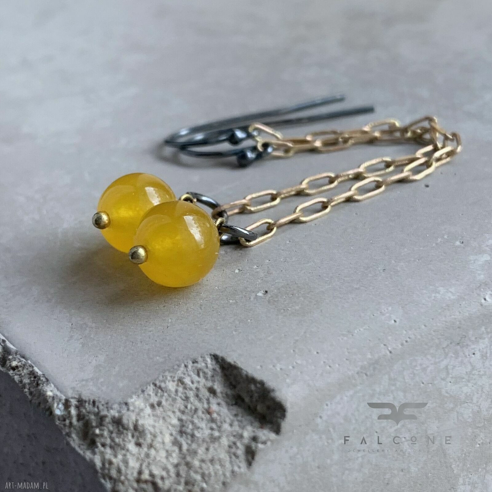Długie kolczyki z żółtym agatem - Long Yellow Agate