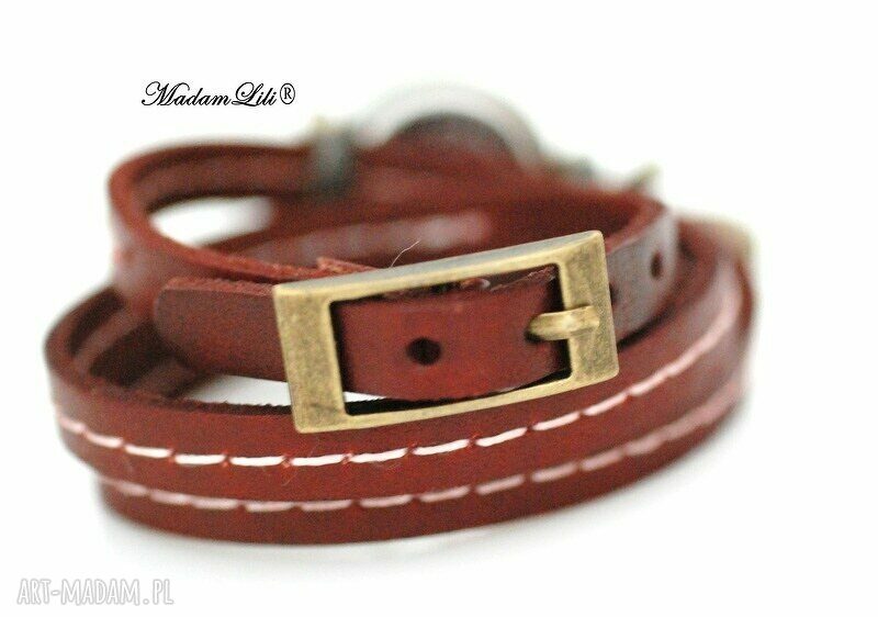 zegarki: ♥Love, luck, happiness♥ Skórzany zegarek Hand Made