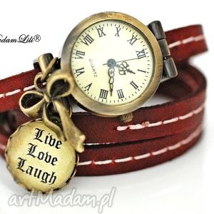 madam lili ♥love luck happiness♥ skórzany zegarek - wstażka