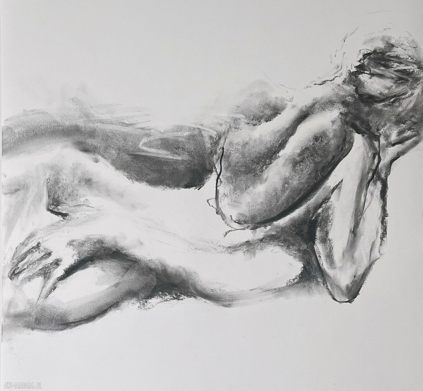 Love You - 70x60 cm, rysunek węglem na papierze w ciepłej bieli