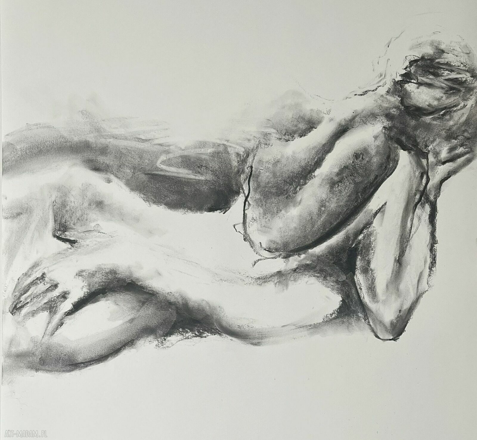 Love You - 70x60 cm, rysunek węglem na papierze w ciepłej bieli