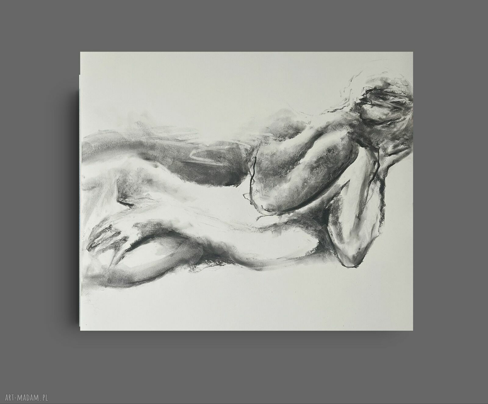Love You - 70x60 cm, rysunek węglem na papierze w ciepłej bieli