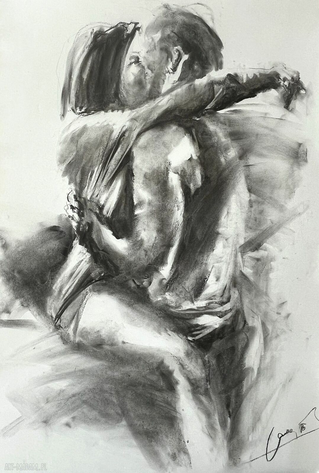Lovers - grafika węglem 100x70 cm do sypialni nad łóżko
